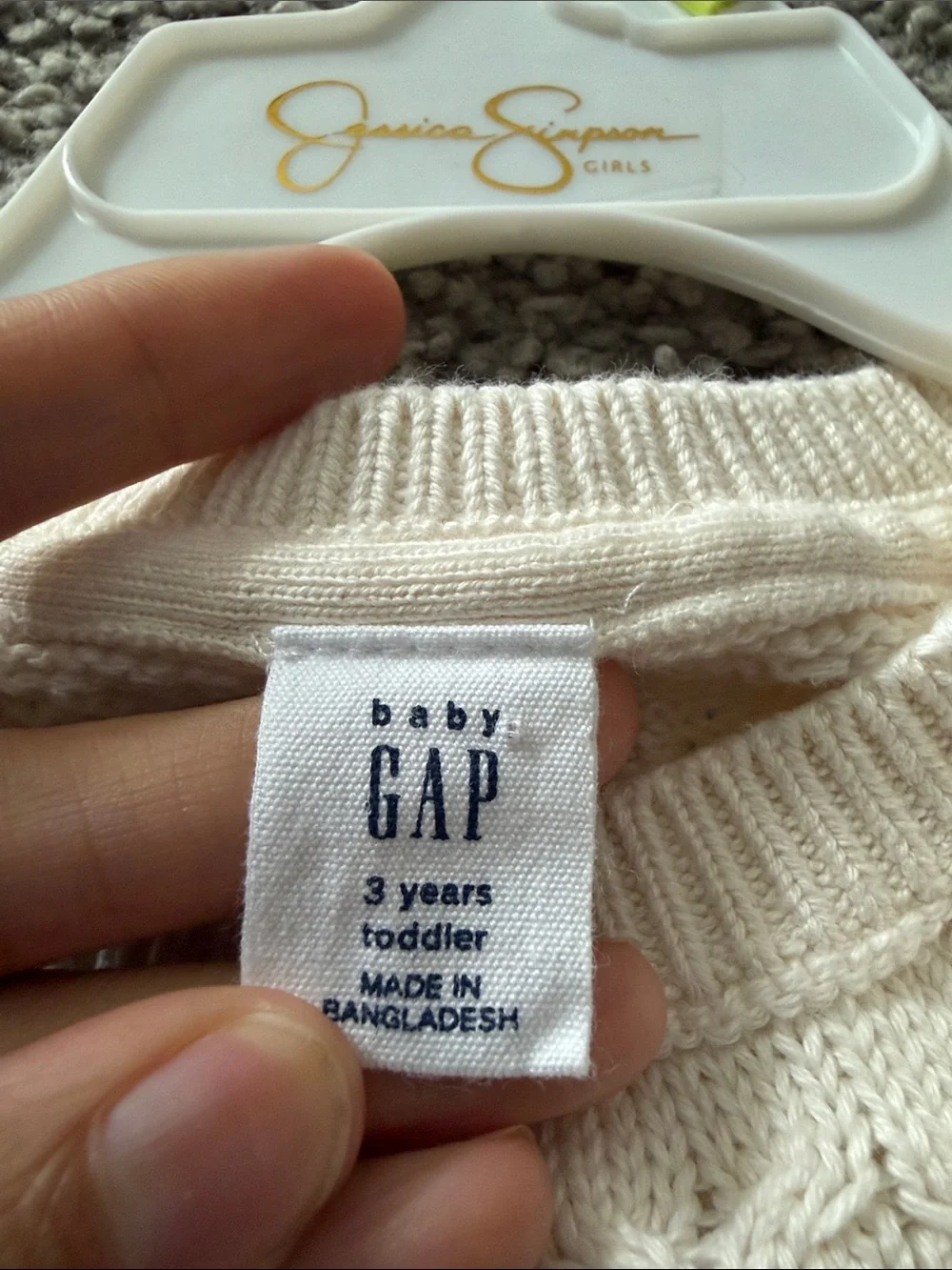 GAP Cream Ruffle Cable-Knit Crewneck Sweater